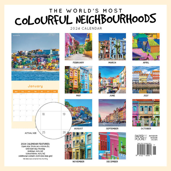 2024 The World's Most Colourful Neighborhoods Calendar – Back Cover