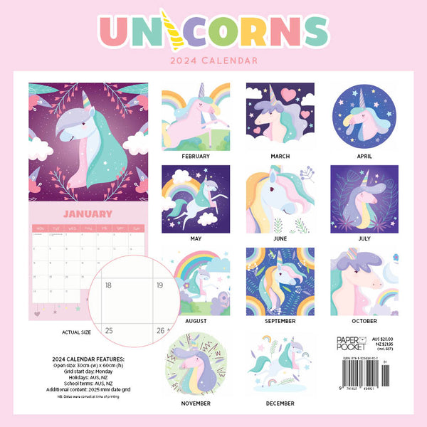 2024 Unicorns Calendar – Back Cover
