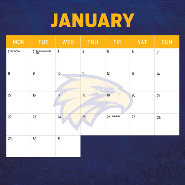 2024 Afl West Coast Eagles Calendar – Month Overview
