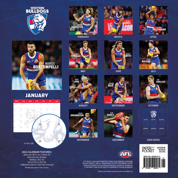 2024 Afl Western Bulldogs Calendar – Back Cover