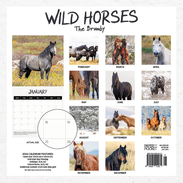 2024 Wild Horses The Brumby Calendar – Back Cover