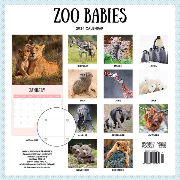 2024 Zoo Babies Calendar – Back Cover